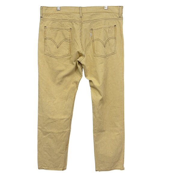 Levis 511 Y2K Skinny Mens Pants W36 L32 Gingham Yellow Cotton - Picture 2 of 8